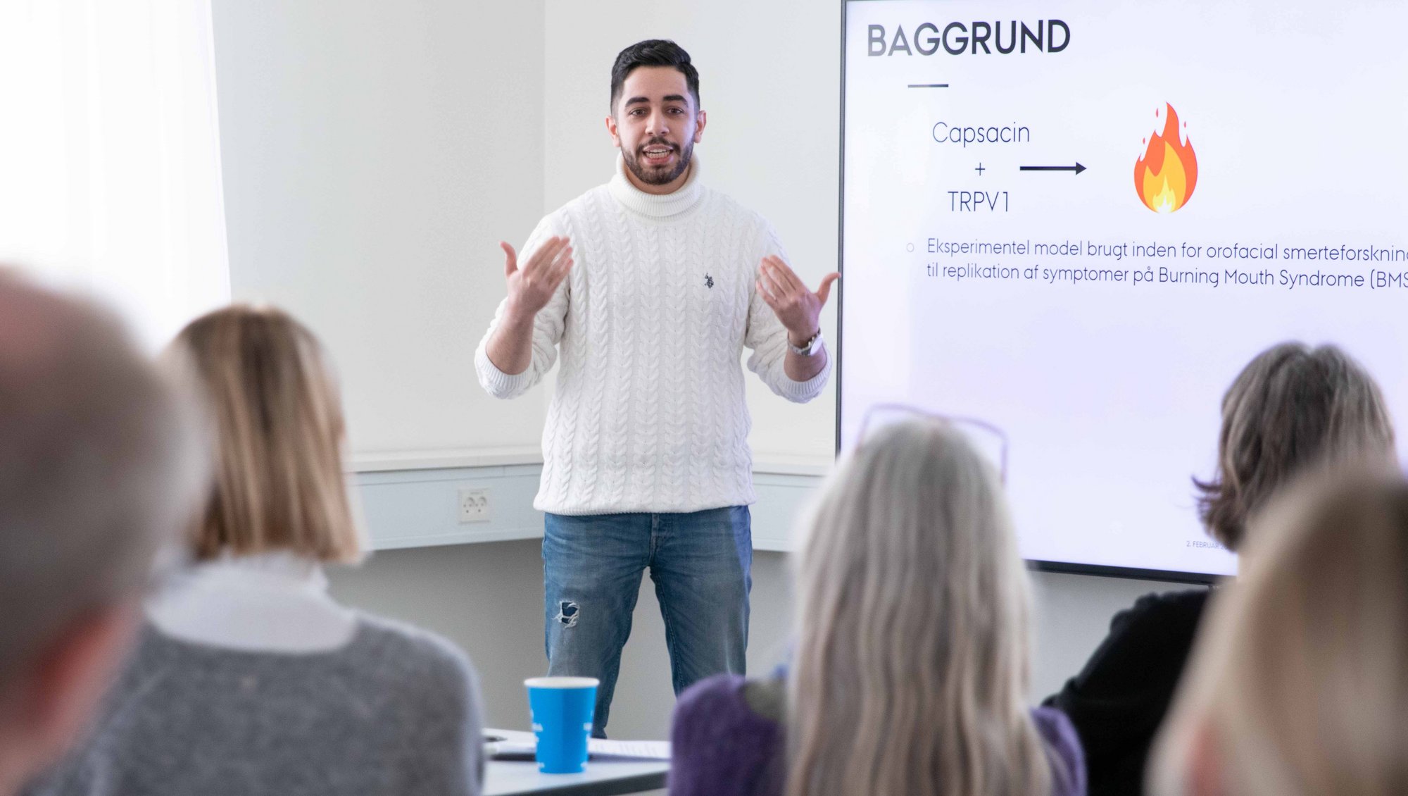 Muhammed Alparslan Gøkhan (dentistry) received the prize for his project on the role of dairy proteins in reducing capsaicin-induced burning oral pain. Photo: Simon Fischel, AU Health.
